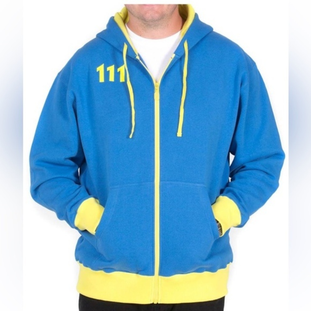 Fallout Vault 111 Hoodie Rare Promo Blue Yellow Bethesda 2015 medium